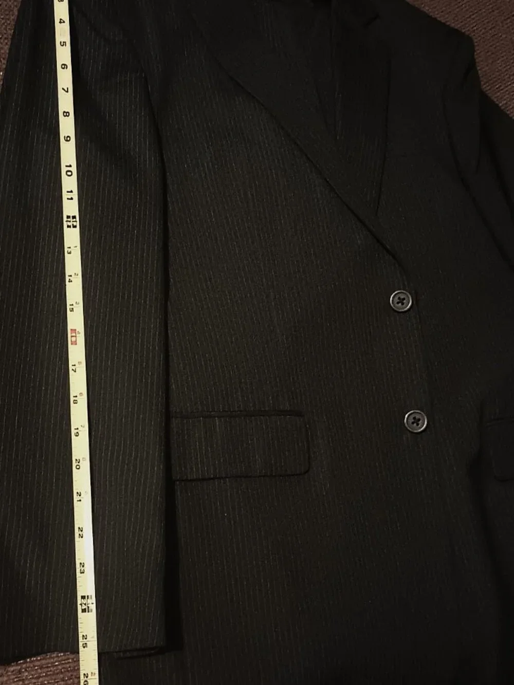 Stafford Men Dark Gray Pinstripe 2 Piece Suit  46R